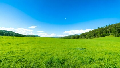 緑の草原と広い青空