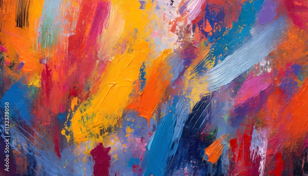 Aufkleber vibrant painterly texture abstract background with bold brushstrokes in contrasting colors a dynamic