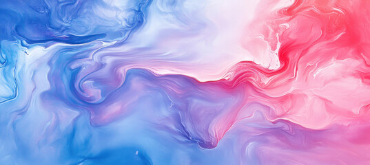 Obraz premium An abstract artwork featuring swirling patterns of blue and pink, creating a dynamic visual flow. The colors blend seamlessly, inspiring creativity and calmness.