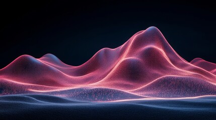 Obraz premium Abstract Neon Landscape. Glowing Purple, Pink, And Blue Particles Form A Mountain Range. 3D Render.