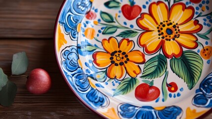 Vibrant Floral Painted Plate