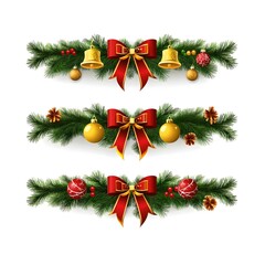 Vector Christmas garland banners with green pine branches