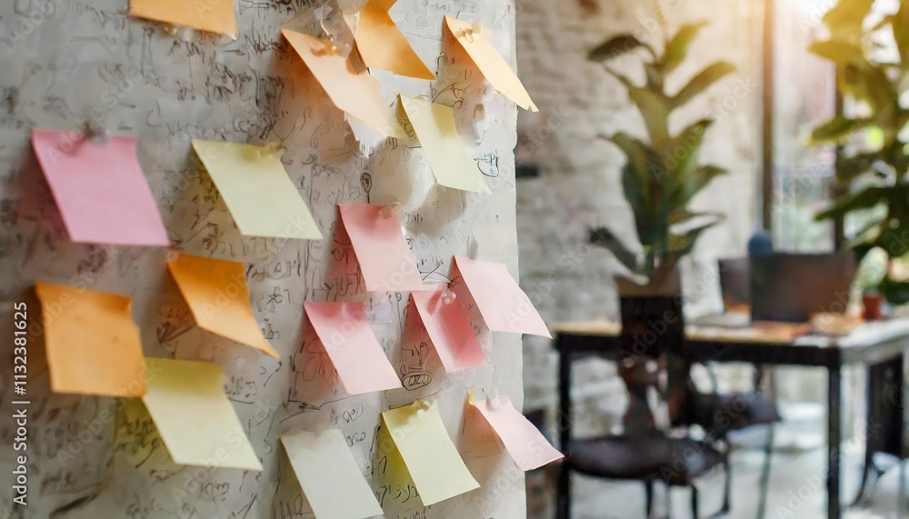 Poster innovative business planning with sticky notes on the wall a visual representation of generative ai 