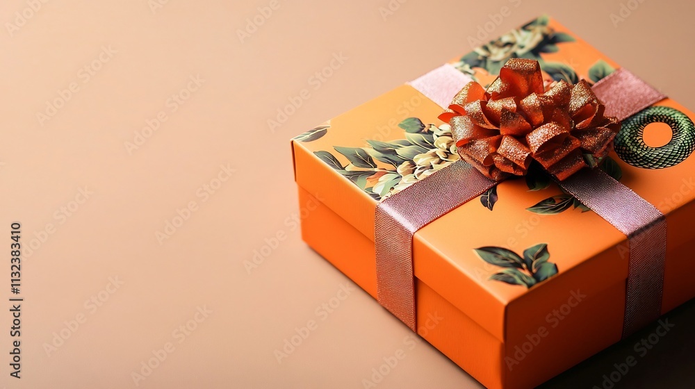Poster vibrant chinese new year gift box with intricate snake motif design on the lid isolated on a smooth 