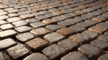 Cobblestone Street with Aged Texture and Detail
