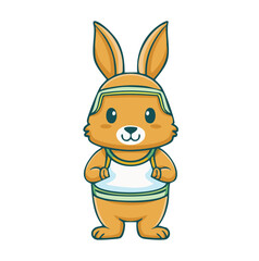 Fototapeta premium A cute cartoon rabbit wearing sports attire, ready for a fun activity.