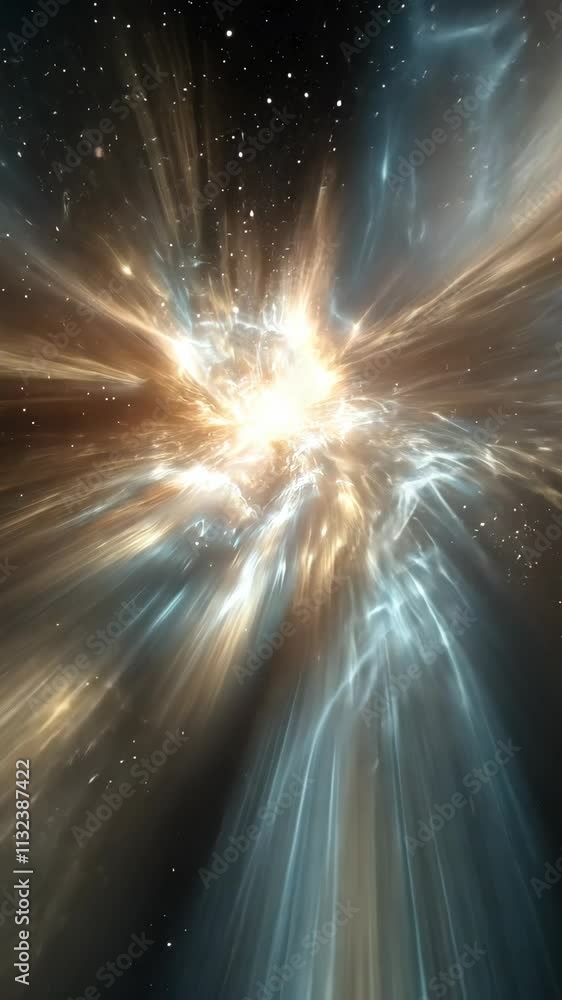 Poster bright explosion of light and energy in a cosmic setting creates stunning visual effects in deep spa
