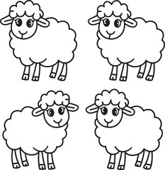 sheep house with sheep line art illustration