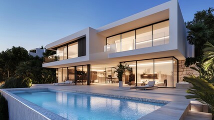 Fototapeta premium A modern and elegant house with a swimming pool