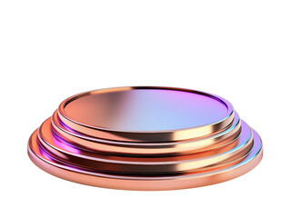 3D Rendered Bronze Podium with Fluid Holographic Finish on transparent Background