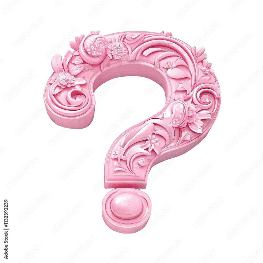 Poster 3d pink question mark icon isolated on transparent background