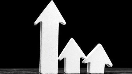 Fototapeta premium Rising Growth Indicators and Success Symbols on Dark Background