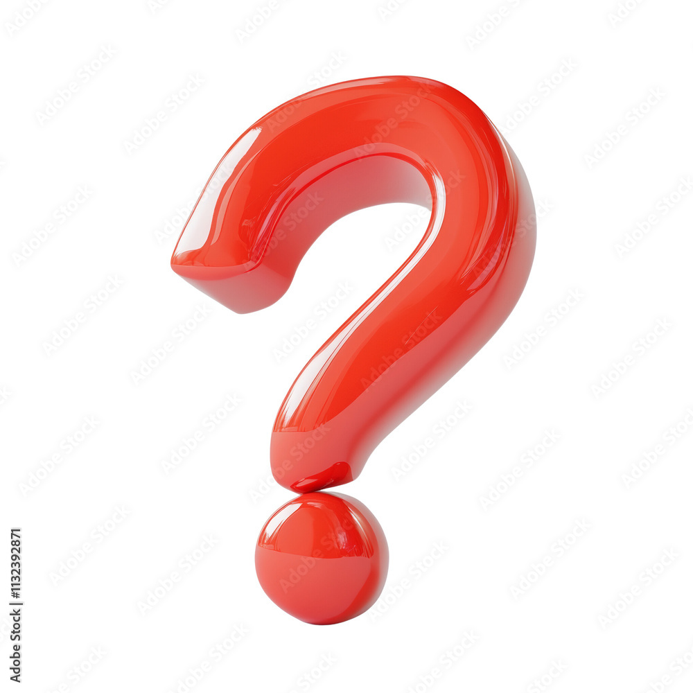Poster 3d red question mark icon isolated on transparent background