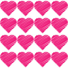 Pattern Hearts Line Drawing. Valentines day design. Isolated on white vector illustration