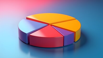 Obraz premium Vibrant 3D Pie Chart: Data Visualization in Bold Hues. A captivating representation of segmented information.