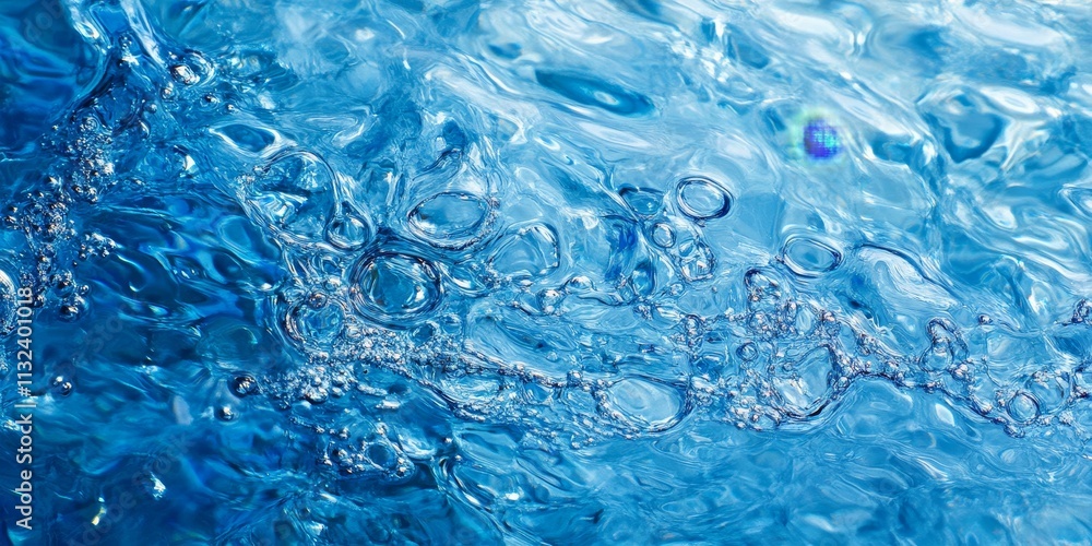 Poster rippling blue water creates a serene texture with blurred transparency. captivating reflections and 