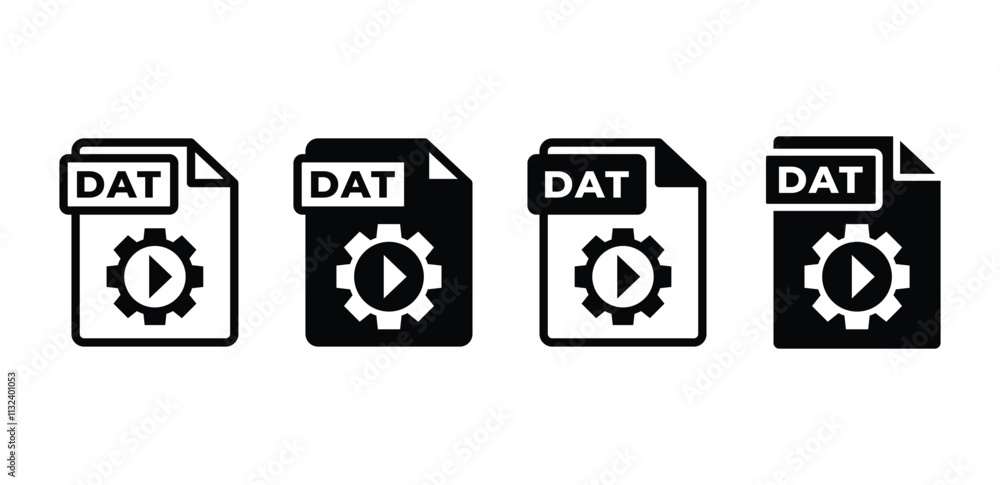 Poster dat file format document icon symbol vector design simple flat black white color illustration collec