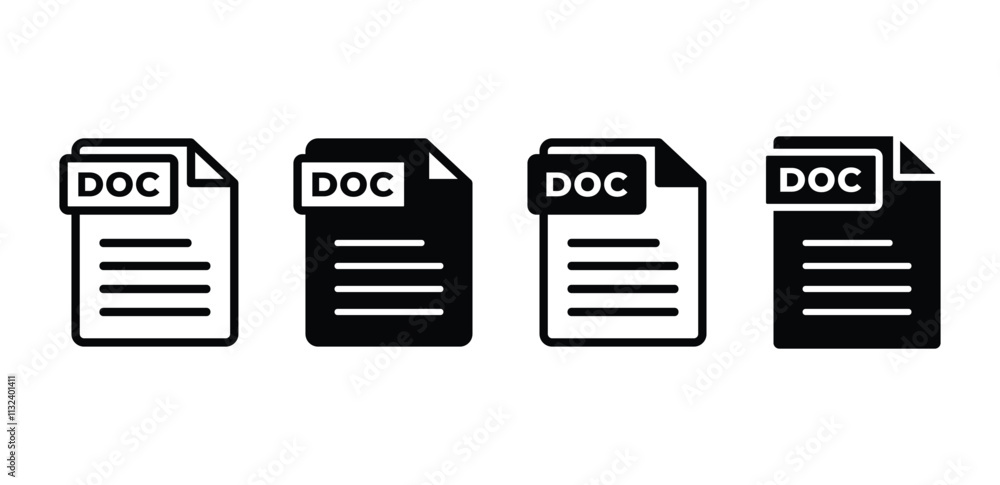 Poster doc file format document icon symbol sign vector design black white color simple illustration collec
