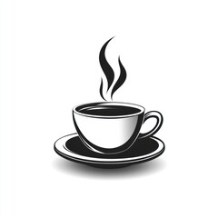 Obraz premium Hot coffee cup and saucer, steaming.