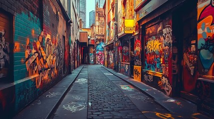 Obraz premium Vibrant Graffiti Alleyway in Melbourne