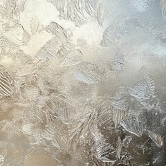 Abstract winter patterns on beige frozen glass