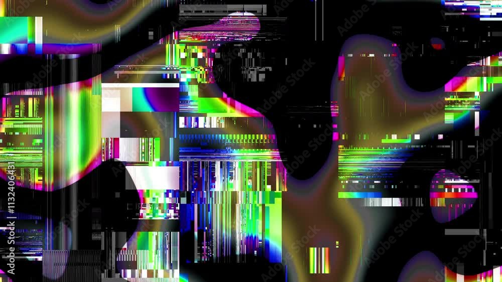Poster Unique Design Abstract Digital Pixel Noise Glitch Error Video Damage. Seamless Loop video