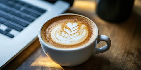 Enjoying a productive work from home experience with some coffee, a perfect blend of comfort and focus while working. Coffee enhances the working atmosphere at home for better results.