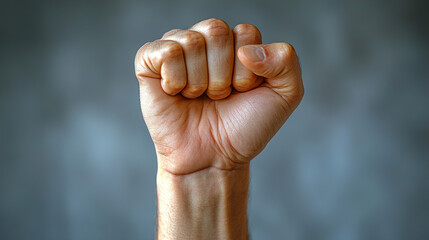 Fist raised in solidarity symbolizes strength and resilience in a moment of empowerment. Generative AI