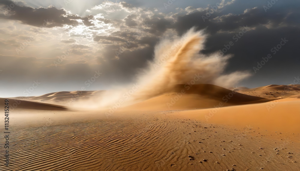 Aufkleber sandstorm dust clouds over desert landscape isolated transparent background for generative ai applic