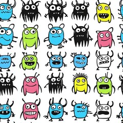Obraz premium Seamless pattern of cute monsters