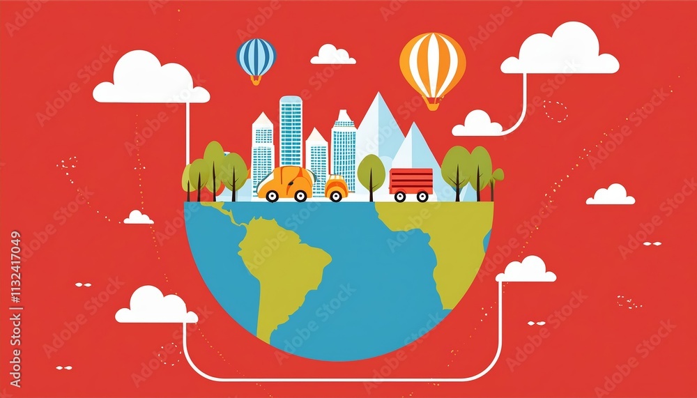 Poster save the planet embracing the concept of an ecofriendly sustainable world for future generations and