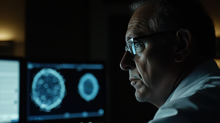 Network security expert analyzing malware behavior on computer screens