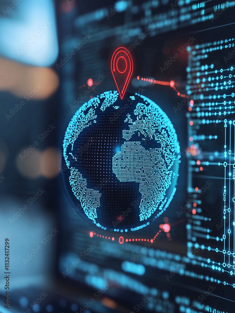 Aufkleber a globe surrounded by digital connections emphasizing global connectivity