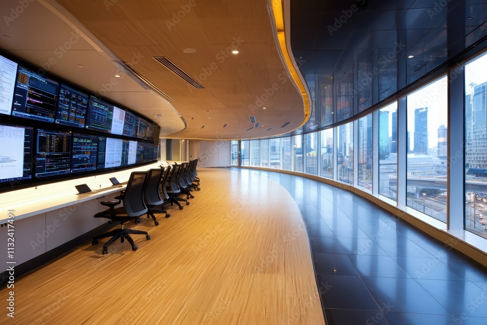Poster monitoring energy distribution smart grid control center overview urban environment panoramic view f