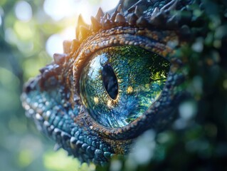 Obraz premium Exploring color-changing wonders a closeup of a chameleon’s eye in lush greenery nature photography vibrant environment unique perspective