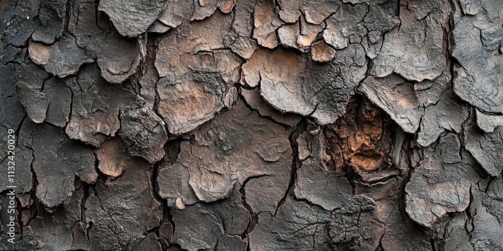 Poster close up of tree bark texture showcasing nature s intricate patterns, highlighting the unique rugged
