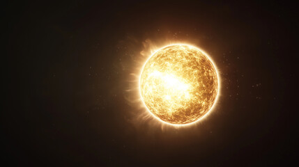 Obraz premium Celestial Inferno: A mesmerizing close-up of a radiant star, its fiery surface bursting with energy against the inky backdrop of space. A cosmic spectacle of light and heat. 