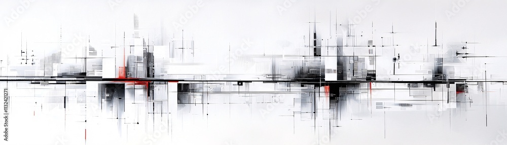 Poster dynamic cityscape with interconnected digital lines symbolizing connectivity and modernization