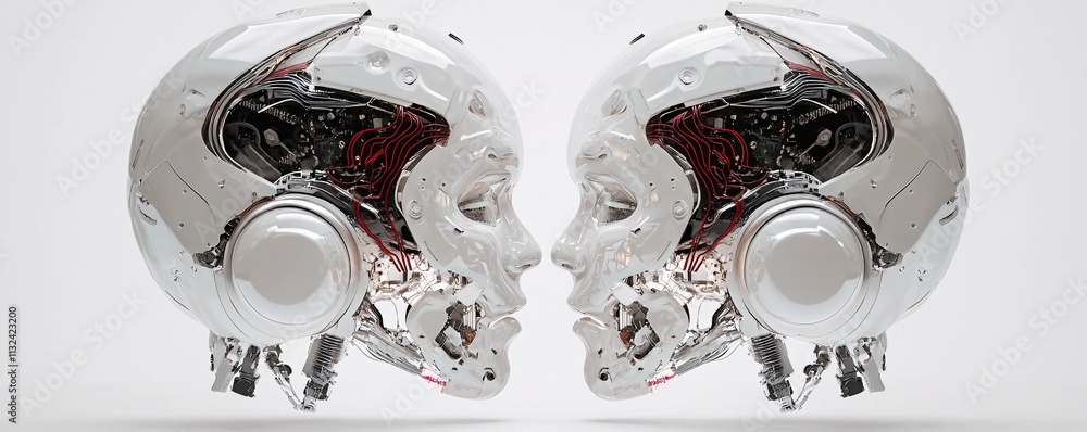 Poster artificial intelligence innovation, neural networks, advanced robotics, glowing futuristic aesthetic