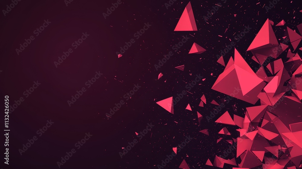 Poster abstract red geometric shapes d rendering dark background