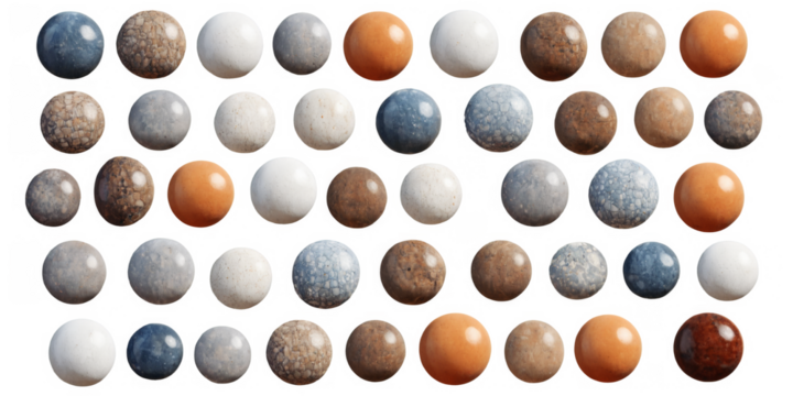 Collection small round objects arranged grid-like pattern transparent of smooth