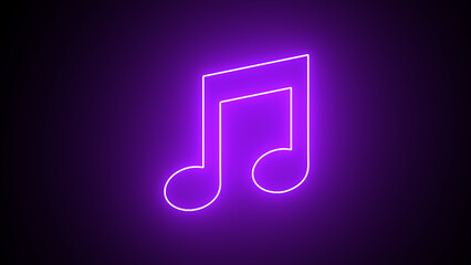 Neon music icon. Glowing colorful music simple. line Simple music icon