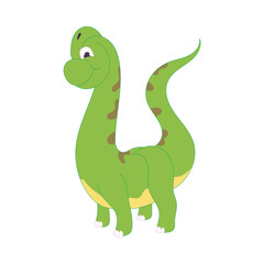 Obraz premium cute green long neck dinosaur cartoon illustration.