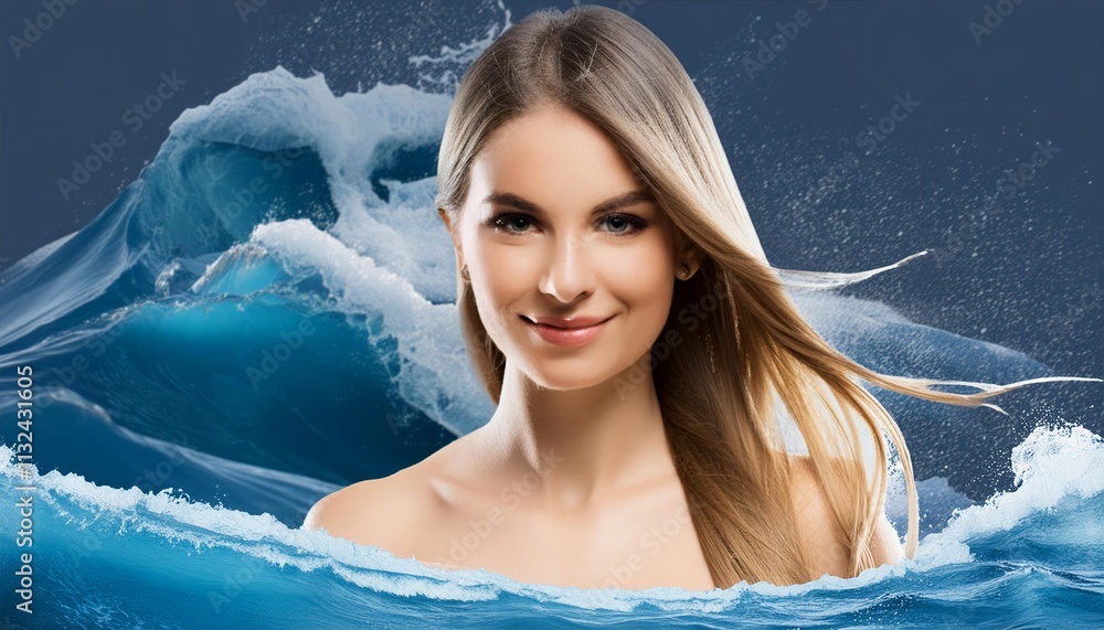 Poster shimmering oceanic dreams a captivating abstract d texture of frozen waves captured in a futuristic 