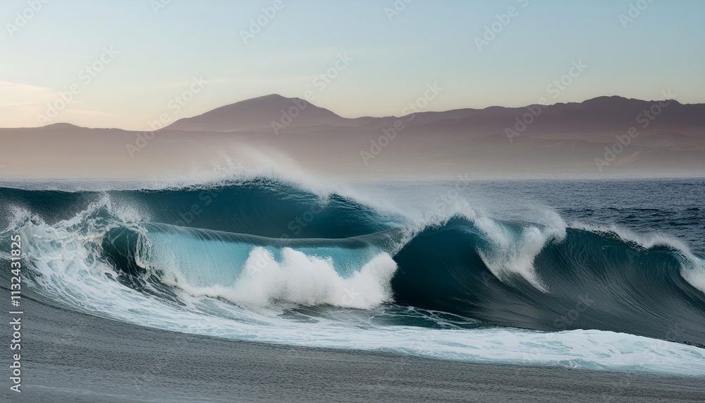 Poster shimmering oceanic dreams an abstract futuristic d texture of frozen waves captured in a mesmerizing