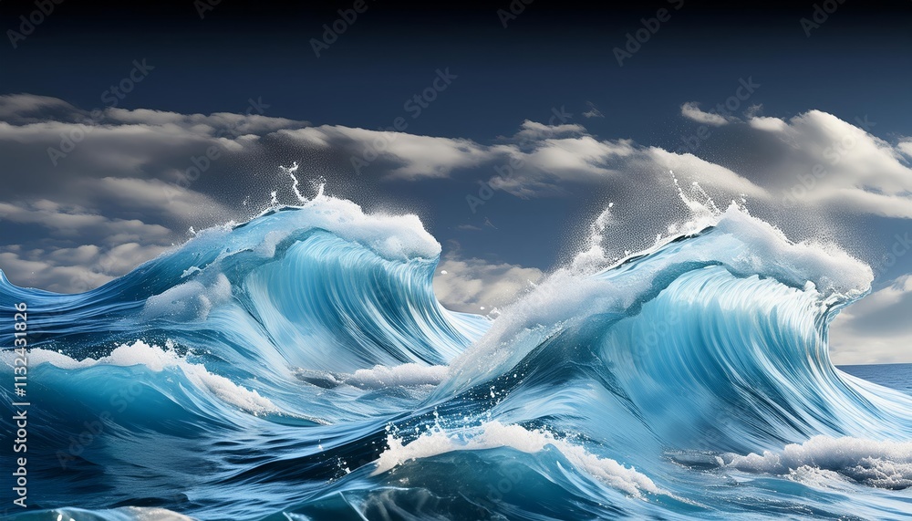 Poster shimmering oceanic dreams a mesmerizing abstract d texture of frozen waves captured in a futuristic 