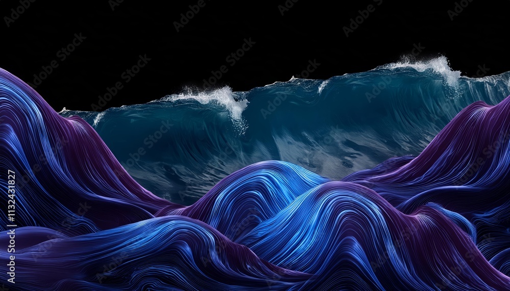 Poster shimmering oceanic dreams an abstract futuristic d texture of waves frozen in time, capturing the es