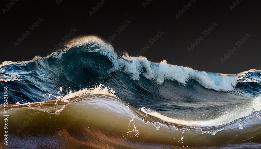 Poster shimmering oceanic dreams abstract futuristic d texture of frozen waves captured in a mesmerizing t 