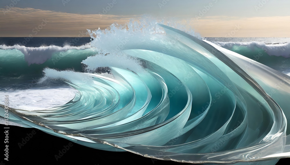Poster shimmering oceanic dreams a futuristic d texture of waves frozen in time, capturing the essence of f