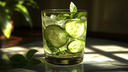 Fototapeta premium Cucumber Mint Refreshing Drink